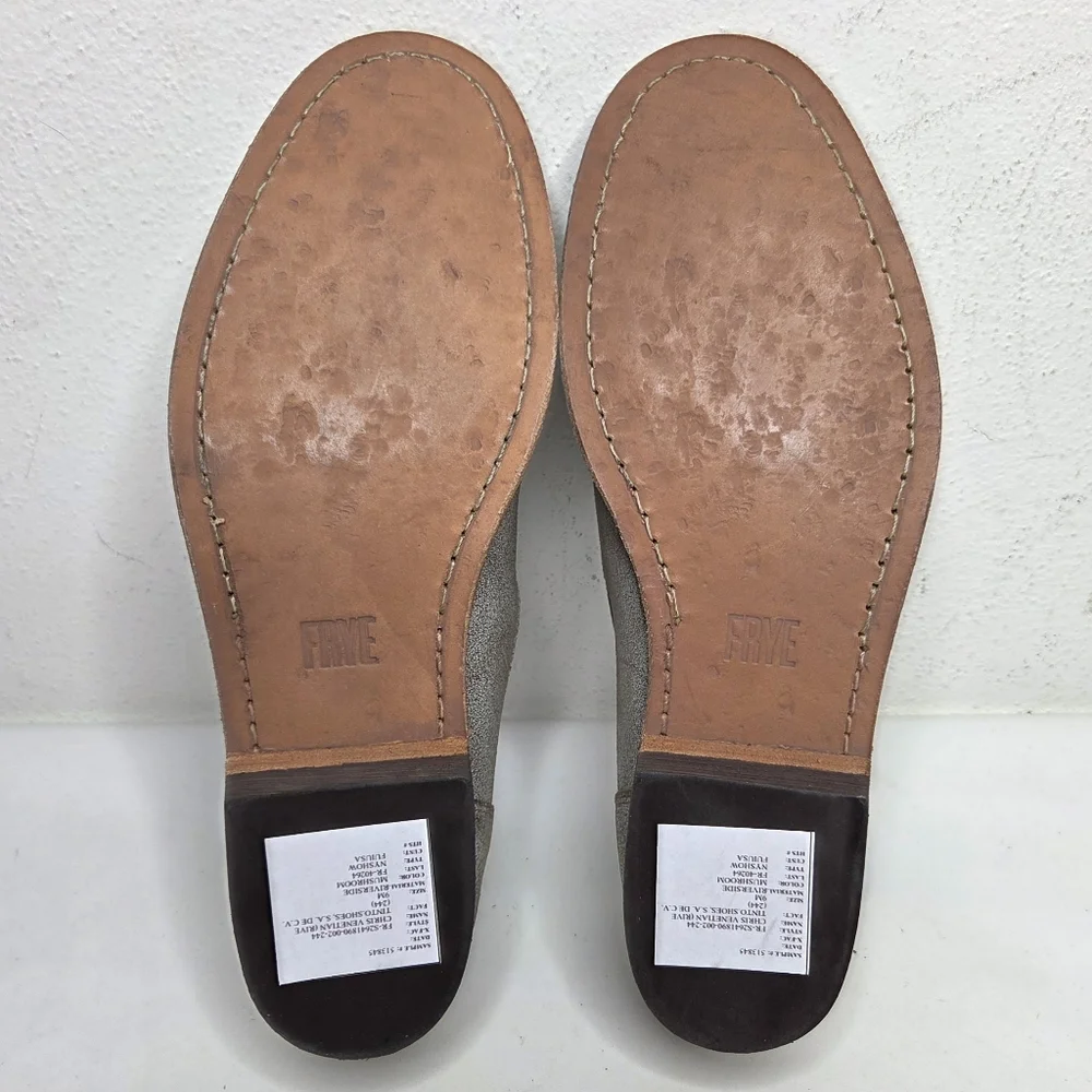 Frye Chris Venetian Slip-On Loafer Shoes Casual NWOB Distressed Mushroom Mens 9D - Picture 9 of 11